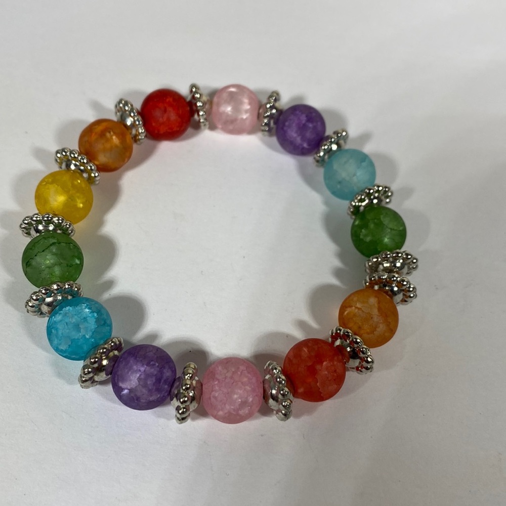 Rainbow colors stretchy bead bracelet